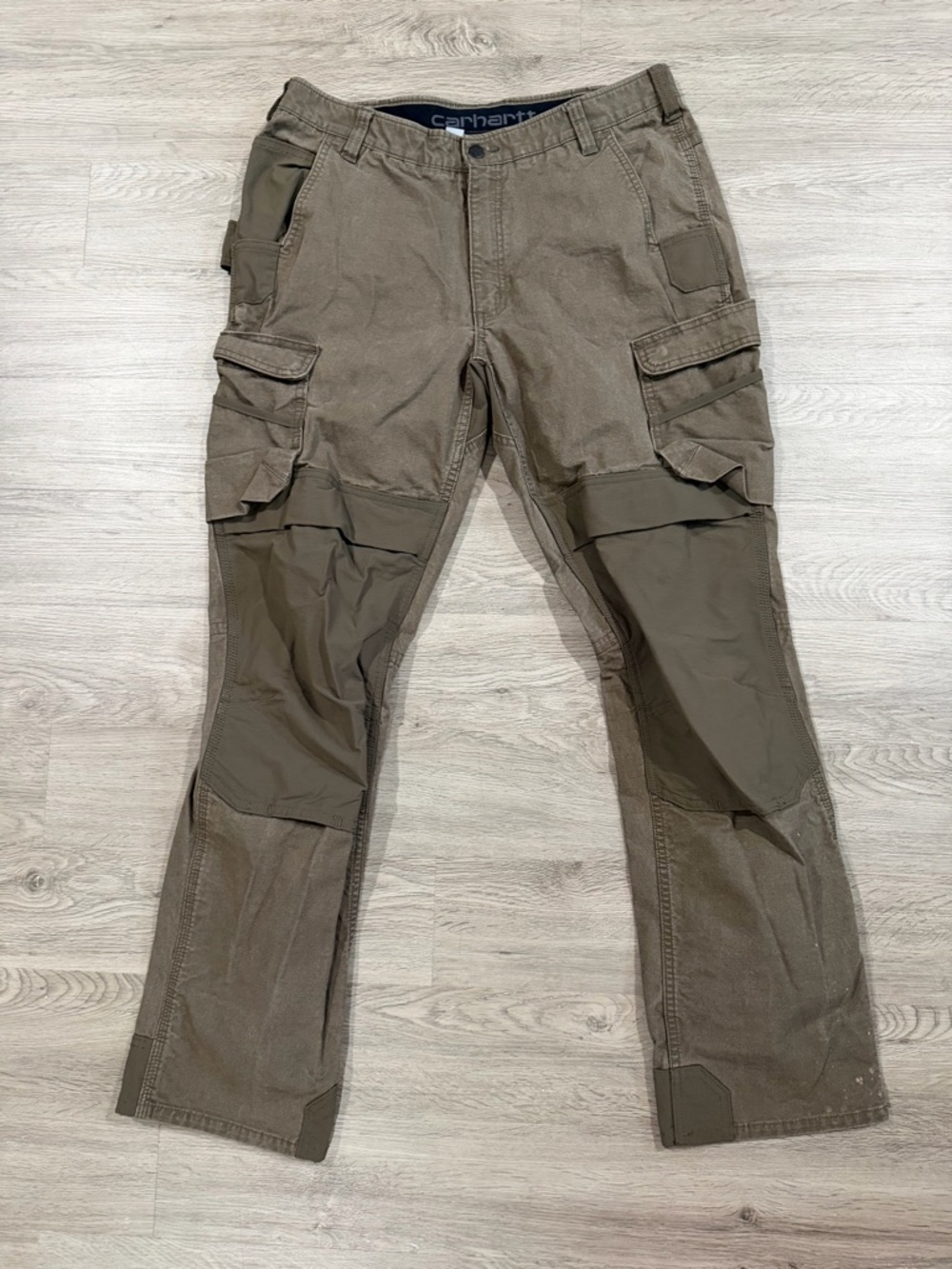 Carhartt Men’s Olive/Tan Cargo Work Pants 36x34 Rugged Flex Steel